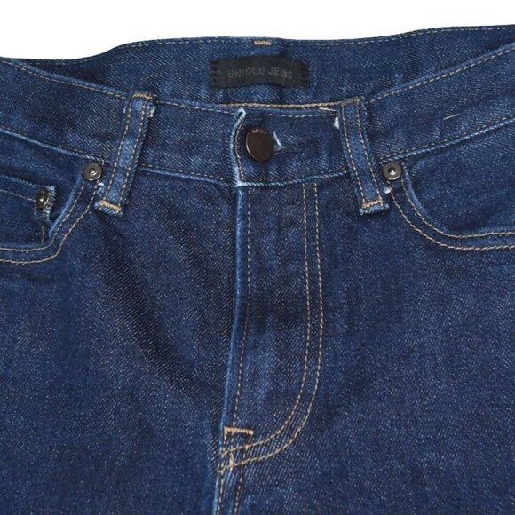 Uniqlo Selvedge Jeans 28x34 Dark Wash Slim Fit Raw Edge Minimalist Core - Picture 6 of 11